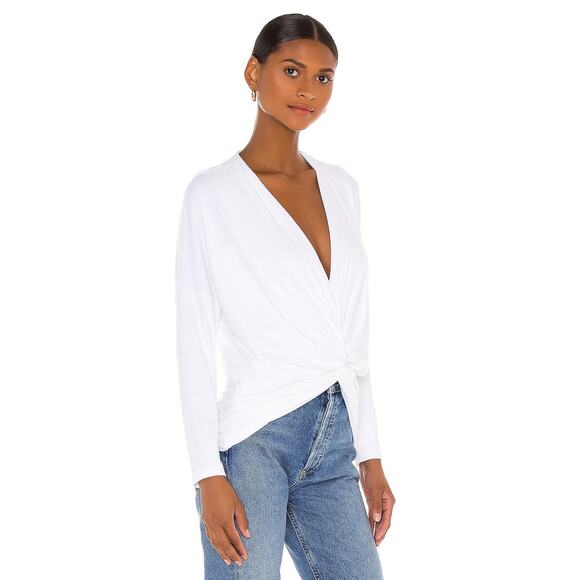 SUSANA MONACO Long Sleeve Twist Front Dolman Top White Sugar Stretch Size XS NEW - Picture 2 of 8